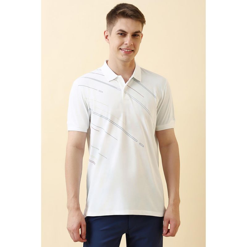 Allen Solly Men White Textured Polo T-Shirt (S)