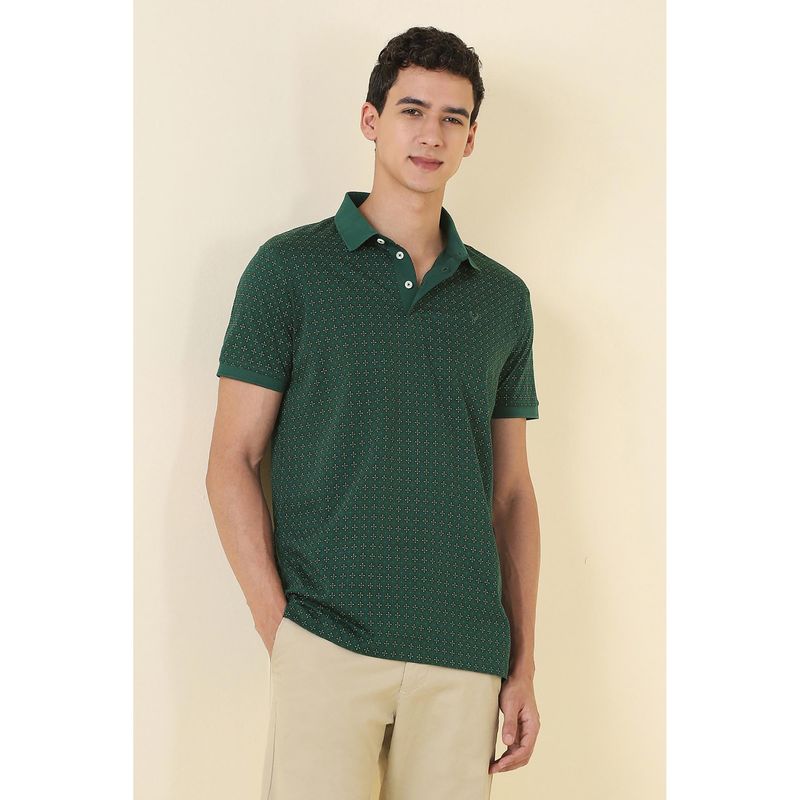 Allen Solly Men Green Floral Printed Polo T-Shirt (M)