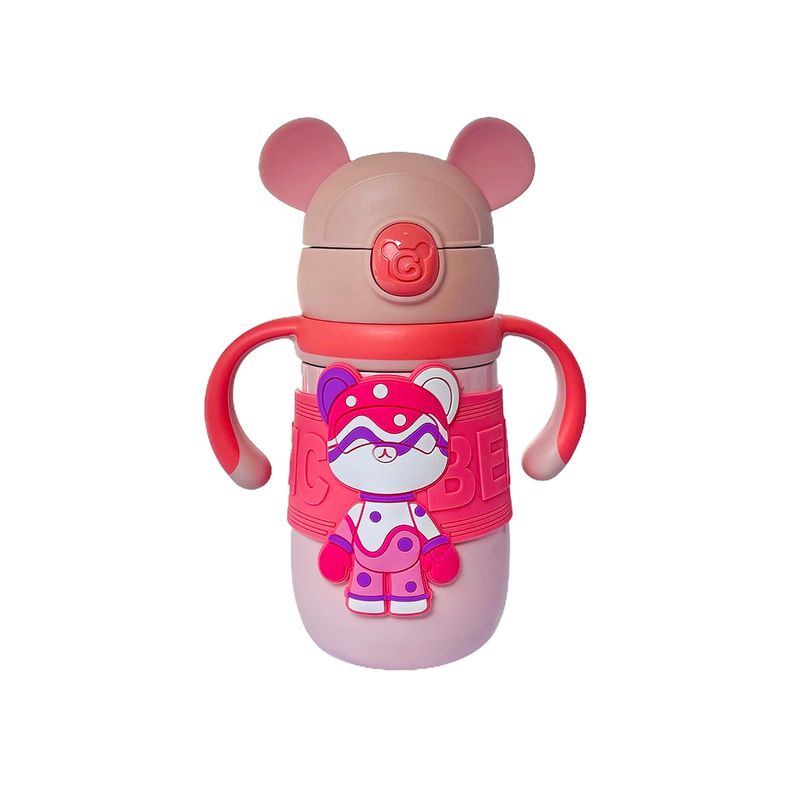 Little Surprise Box Pink 2D Magic Bear Kids Water Bottle with Handles