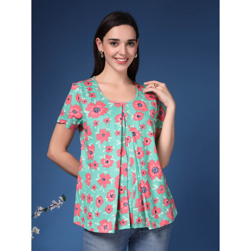Zelena LYLA Floral Cotton Maternity and Nursing Top (M)