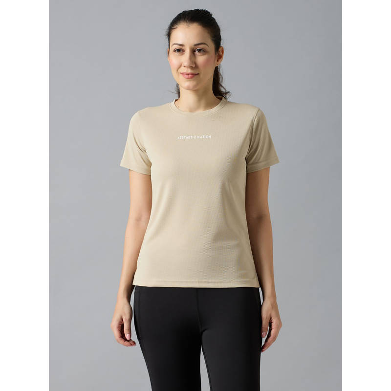 AESTHETIC NATION Beige Origin Quick Dry T-Shirt (S)