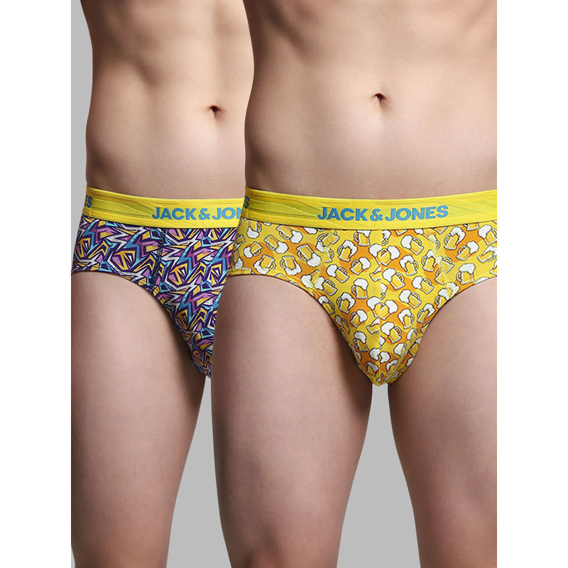 Jack & Jones Jack and Jones Men Printed Briefs (Pack of 2) (M)
