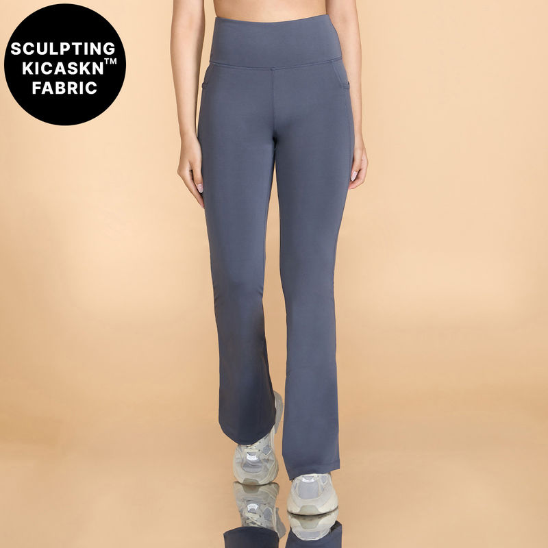 Kica High-Waist Flare Pants in KICASKN™ Sculpting Stretch Fabric with Pockets (L)