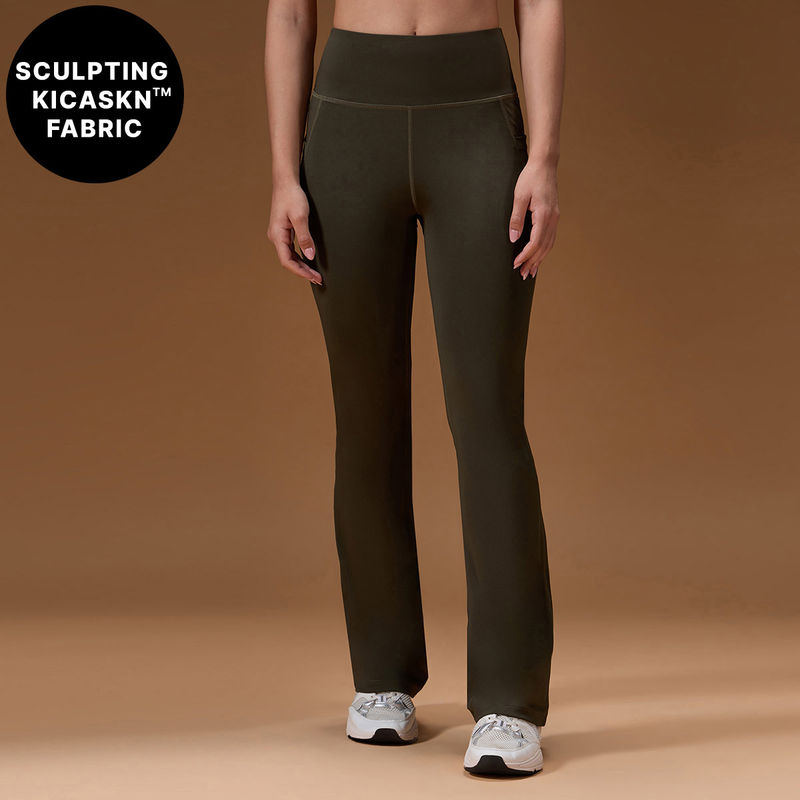 Kica High-Waist Flare Pants in KICASKN™ Sculpting Stretch Fabric with Pockets (S)