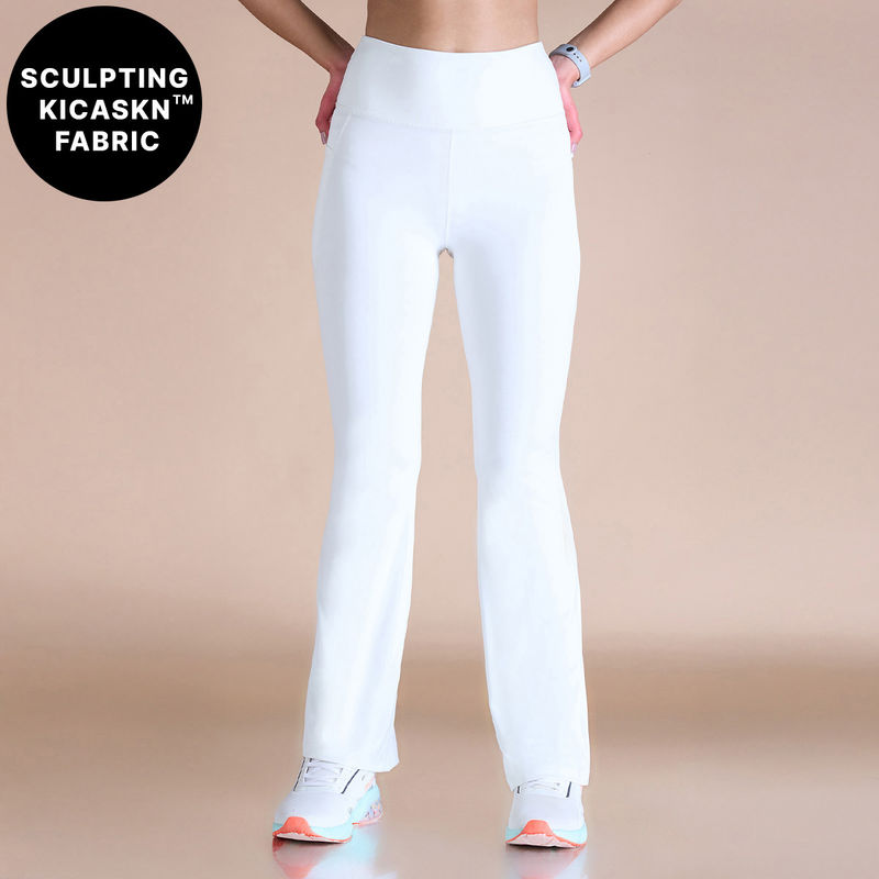 Kica High-Waist Flare Pants in KICASKN™ Sculpting Stretch Fabric with Pockets (L)