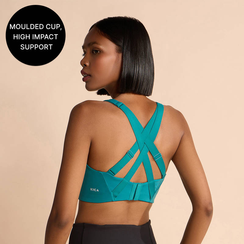 Luxe Limitless High-Impact Sports Bra with Molded Cups Adjustable Straps KIC108-GREEN (2XL)