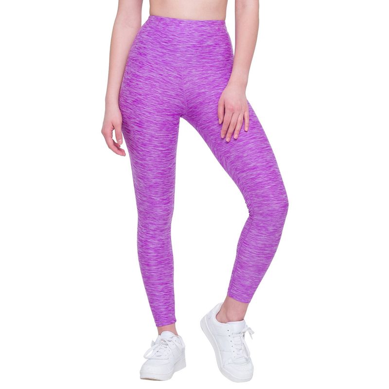 Candyskin Women Purple Solid High-Waisted Tights - Purple (S)
