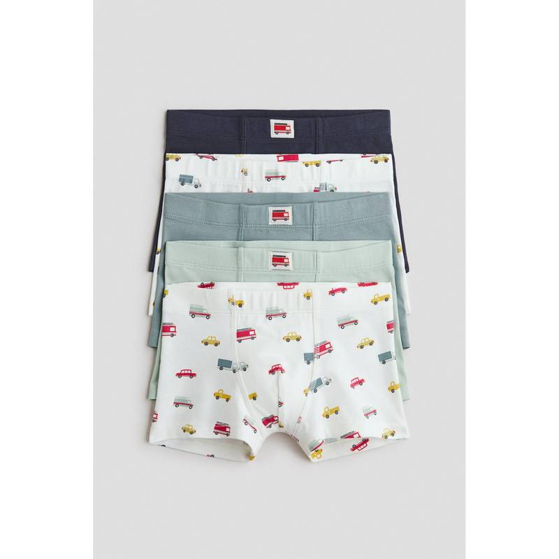 H&M Boys Multi-Color 5-Pack Cotton Trunks (6-8 Years)