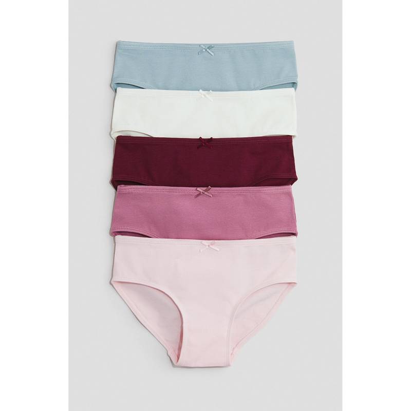 H&M Girls Multi-Color 5-Pack Solid Cotton Briefs (1.5-2 Years)