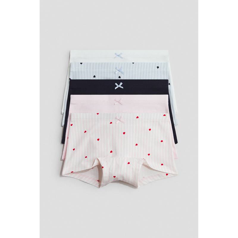 H&M Girls Multi-Color 5-Pack Cotton Boxer Briefs (4-6 Years)