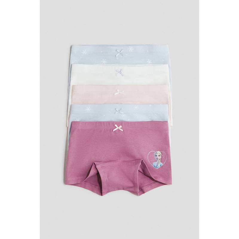 H&M Girls Multi-Color 5-Pack Printed Cotton Boxer Briefs (4-6 Years)