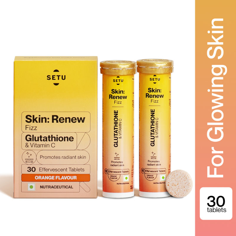 Setu Skin Renew Glutathione With Vitamin C For Clear, Glowing Skin - Effervescent Tabs
