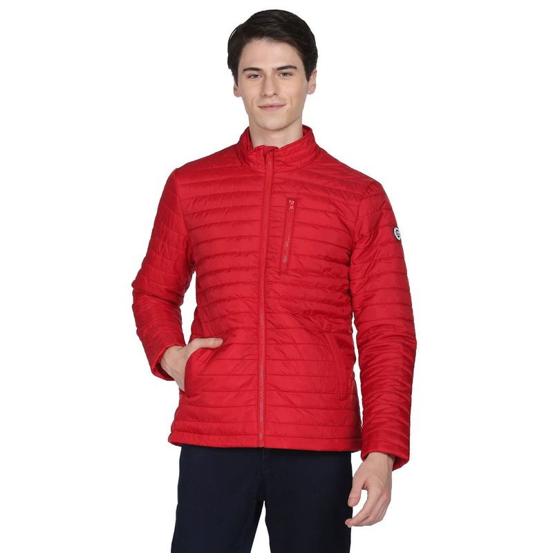 U.S. POLO ASSN. Men Red Solid Polyester Puffer Jacket (M)