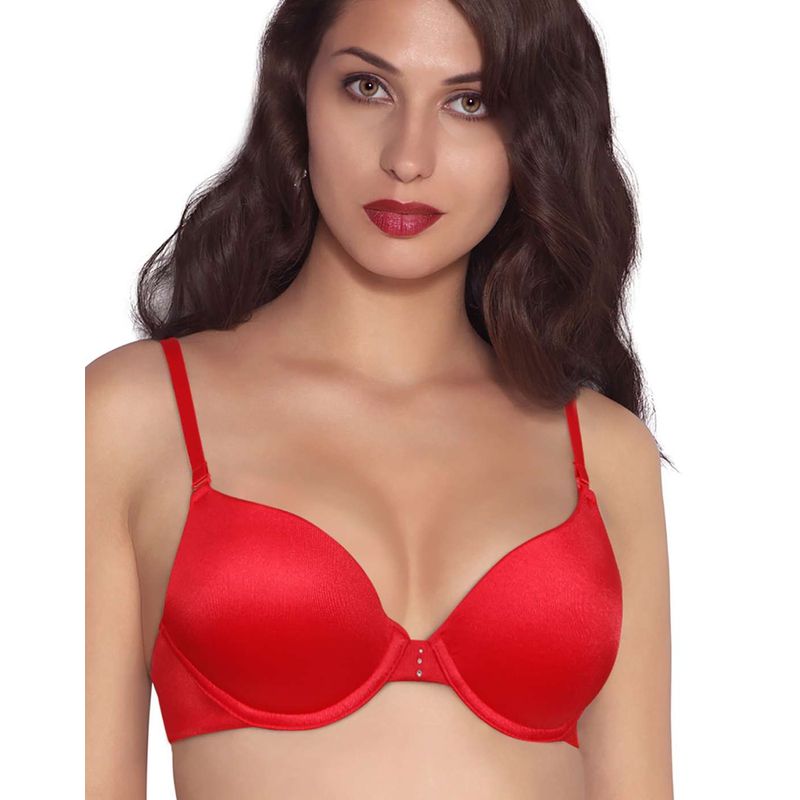 Buy Amante Padded Wired Push-Up Bra With Detachable Straps - Red
