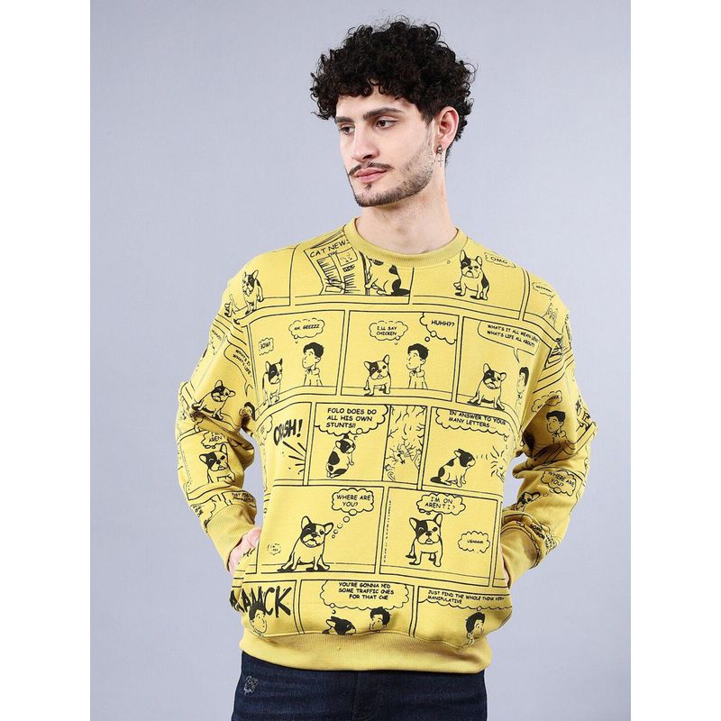 The Indian Garage Co Men Oversized Fit Abstract Crew Neck Full Sleeves Sweatshirt (S)