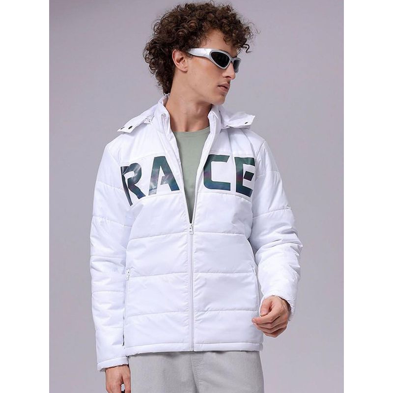 The Indian Garage Co Men Slim Fit Graphic Hooded Full Sleeves Jacket (M)