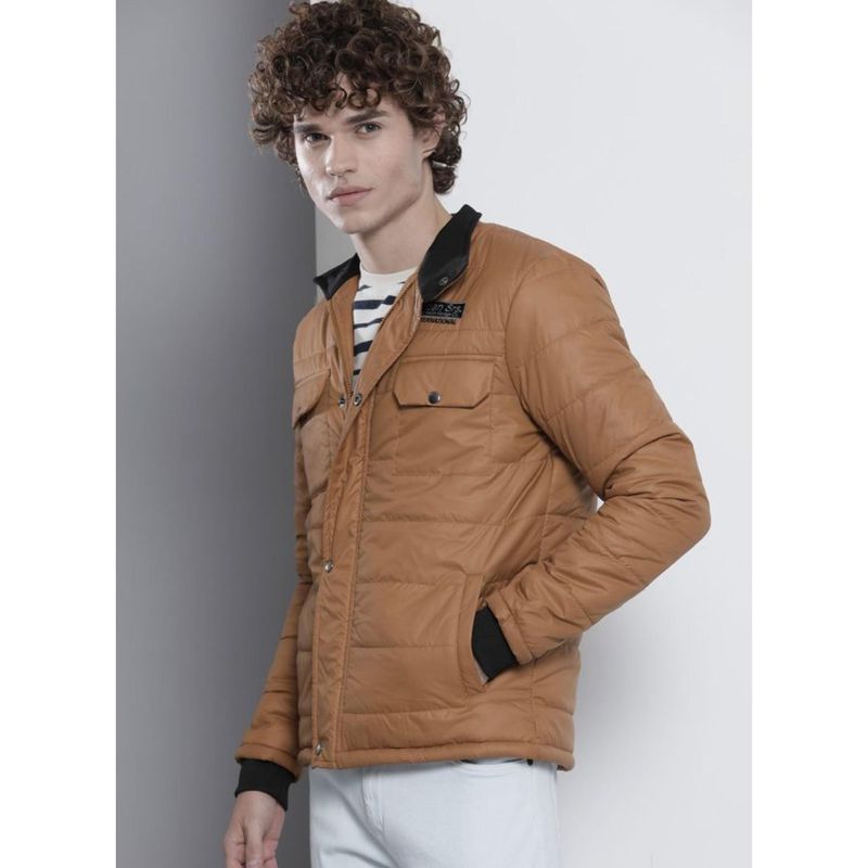 The Indian Garage Co Men Slim Fit Solid High Neck Full Sleeves Jacket (M)