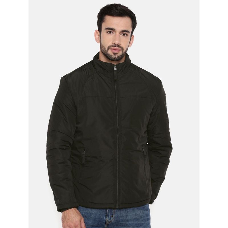 The Indian Garage Co Men Slim Fit Solid Mandarin Neck Full Sleeves Jacket (XL)