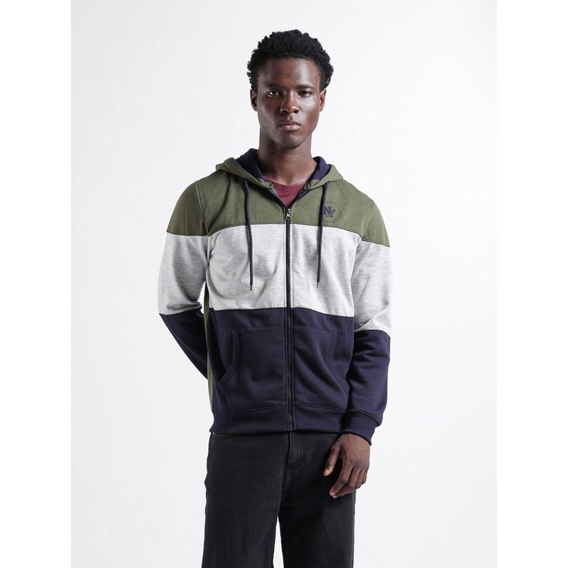 The Indian Garage Co Men Slim Fit Colorblock Hoodies (S)