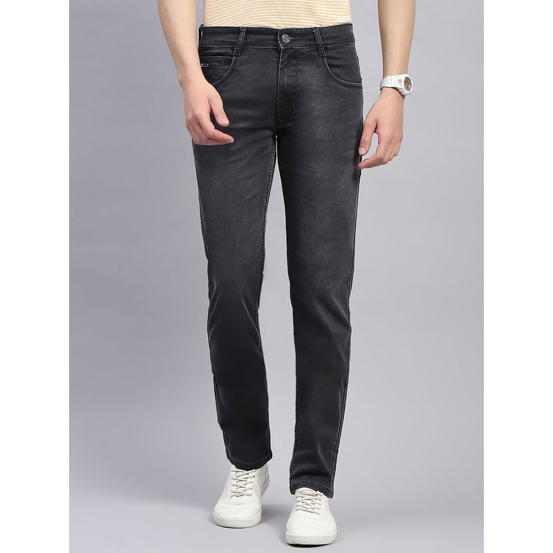Monte Carlo Men Grey Light Wash Narrow Fit Denim Jeans (36)