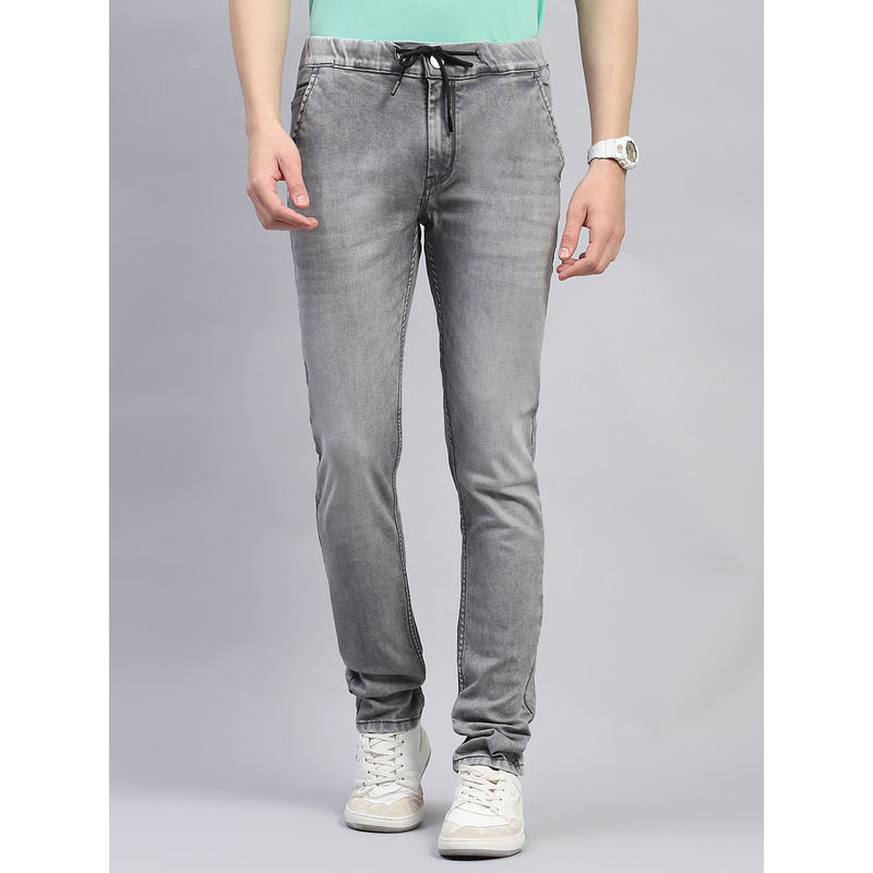 Monte Carlo Men Grey Light Wash Regular Fit Denim Jeans (34)