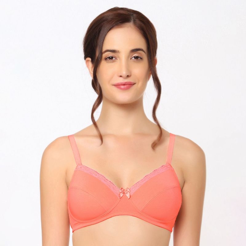 Wacoal Essentials Padded Wired 3/4Th Cup Cotton Comfortable T-Shirt Bra - Orange (38C)