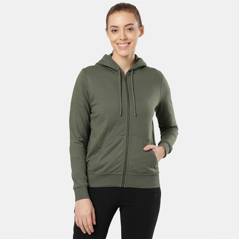 Jockey AW30 Womens Cotton French Terry Fabric Hoodie Jacket with Side Pockets-Beetle (S)