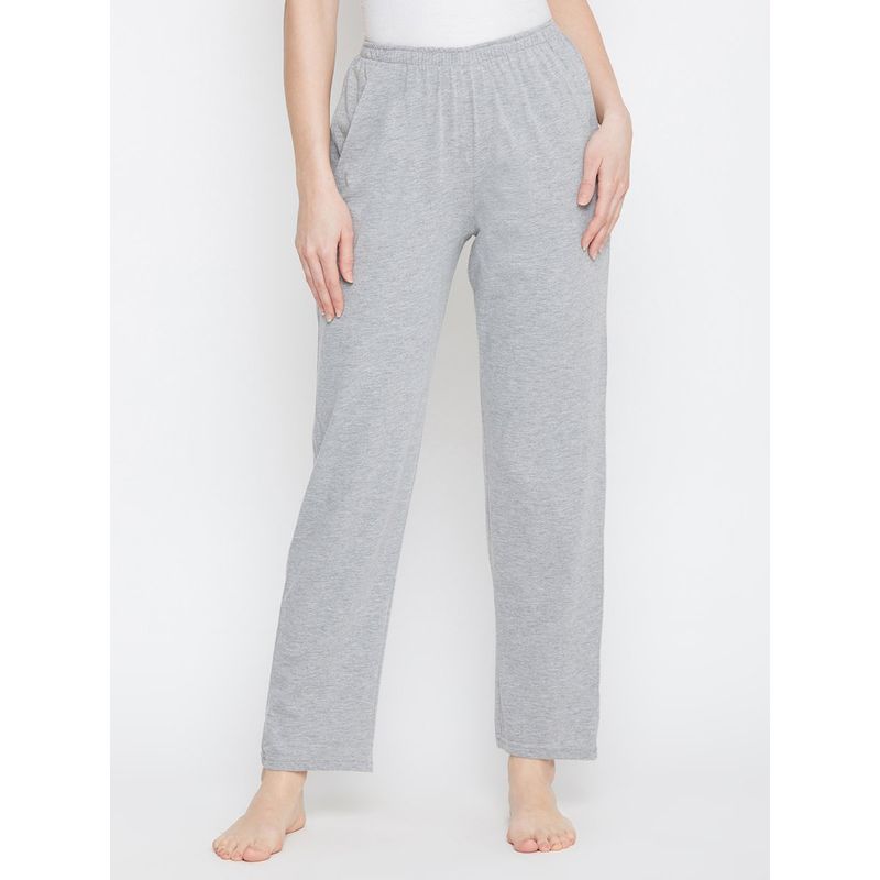 Clovia Pyjama with Elastic Waistband In Grey Cotton Rich (L)