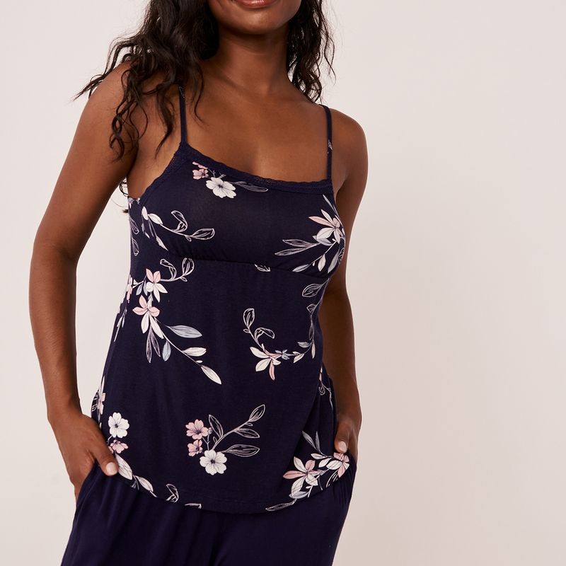 La Vie En Rose Soft Knit Lace Trim Cami (XS)