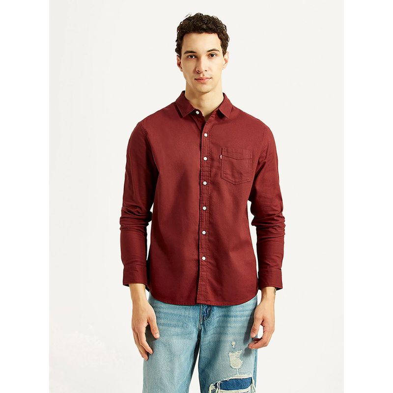 Levi's Mens Solid Maroon Slim Fit Casual Shirt (M)