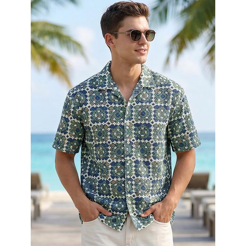 Bewakoof Mens Textured Oversized Lace Casual Shirt (S)