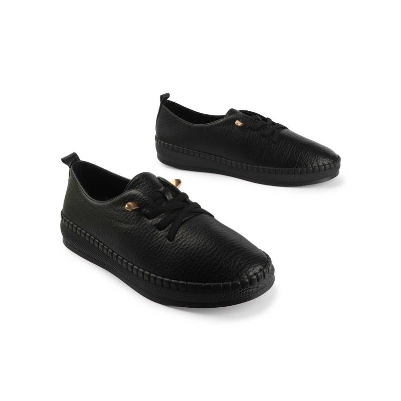 D'Shoe Lounge Premium Everyday Lace-Ups Black Sneakers (EURO 35)