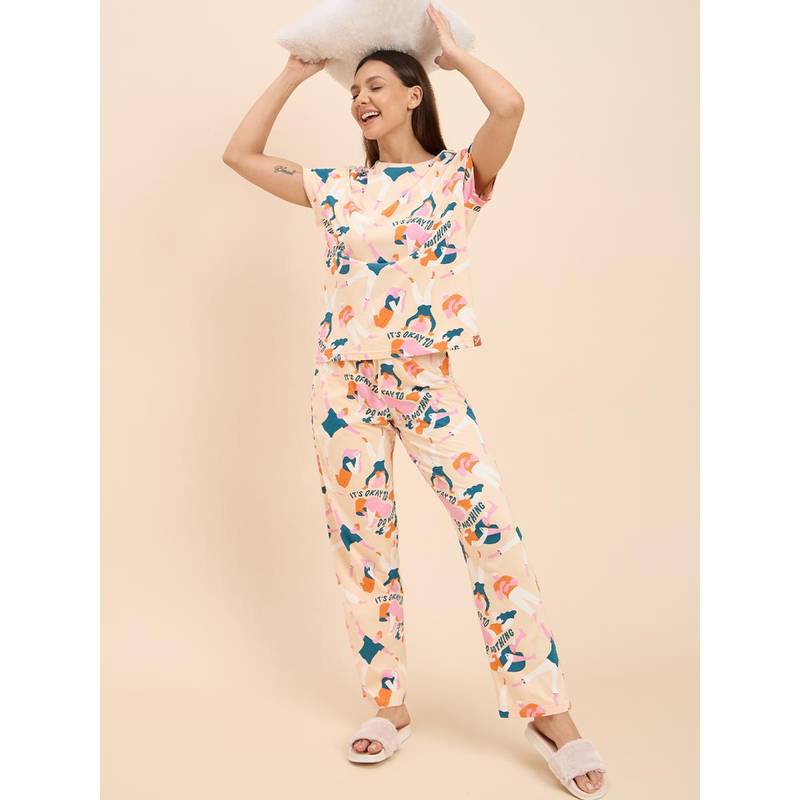 Sweet Dreams Peach Bliss T-Shirt & Pyjama (Set of 2) (2XL)