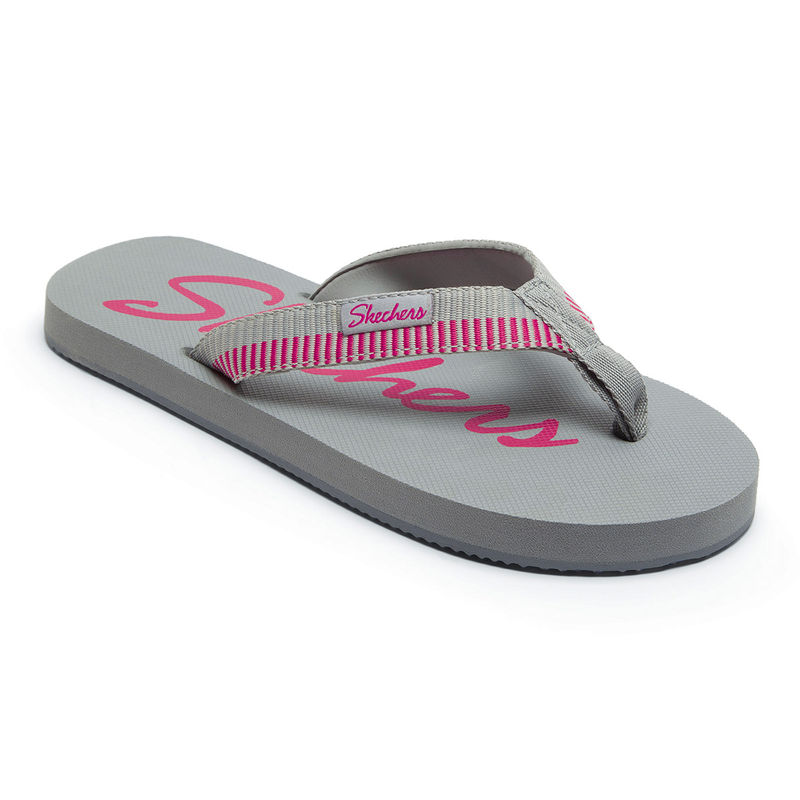 SKECHERS Women Courtwald India Grey & Hot Pink Casual Flipflops (UK 5)