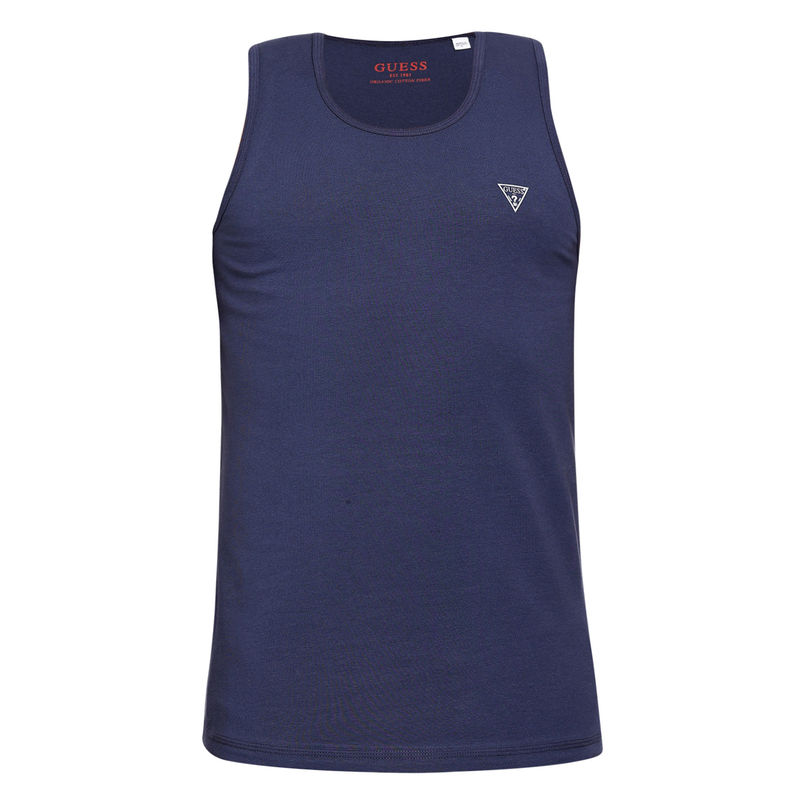 Guess Men Blue Solid Tank Top (S)