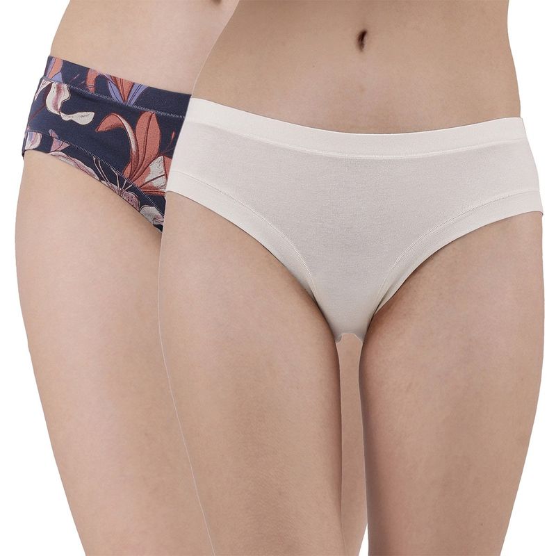 SOIE Womens Mid Rise Stretch Cotton Seamless Full Coverage Shorty Panty (Pack of 2) (M)