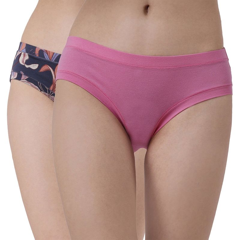 SOIE Womens Mid Rise Stretch Cotton Seamless Full Coverage Shorty Panty (Pack of 2) (L)
