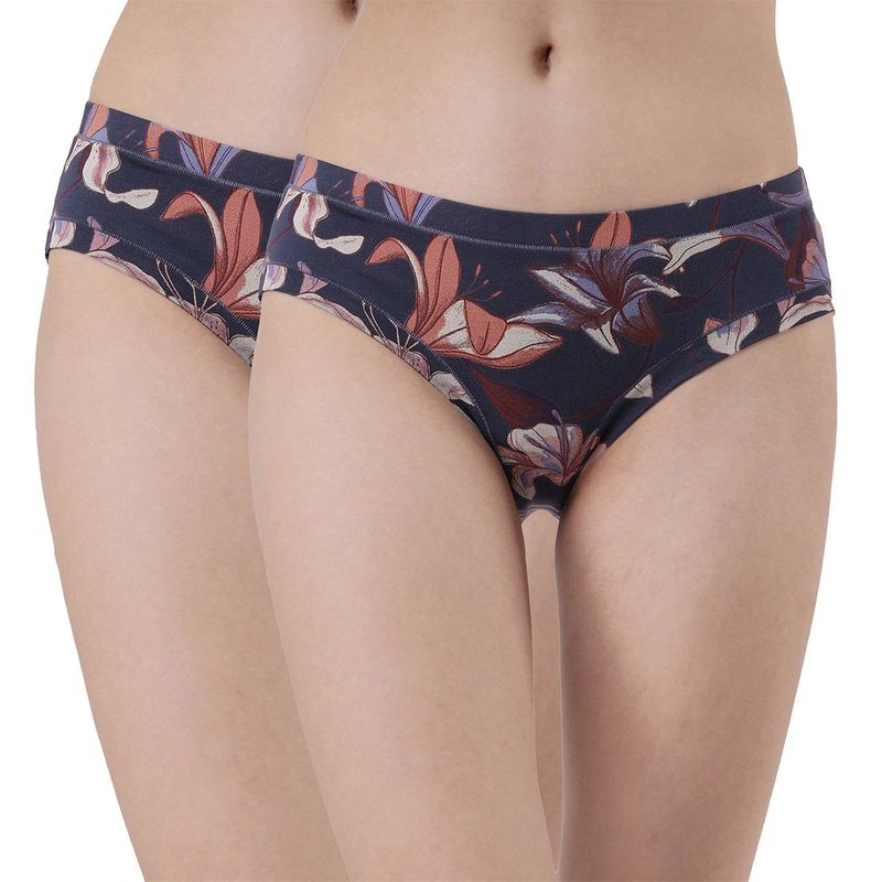 SOIE Womens Mid Rise Stretch Cotton Seamless Full Coverage Shorty Panty (Pack of 2) (S)