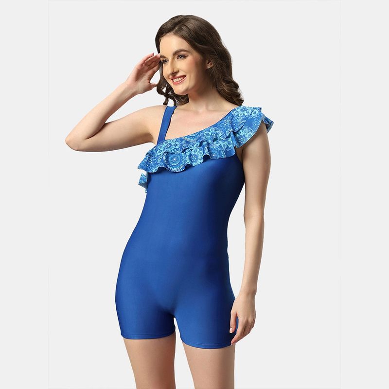SOIE Aqua Swimwear Printed Mid Thigh Length Swimsuit (L)