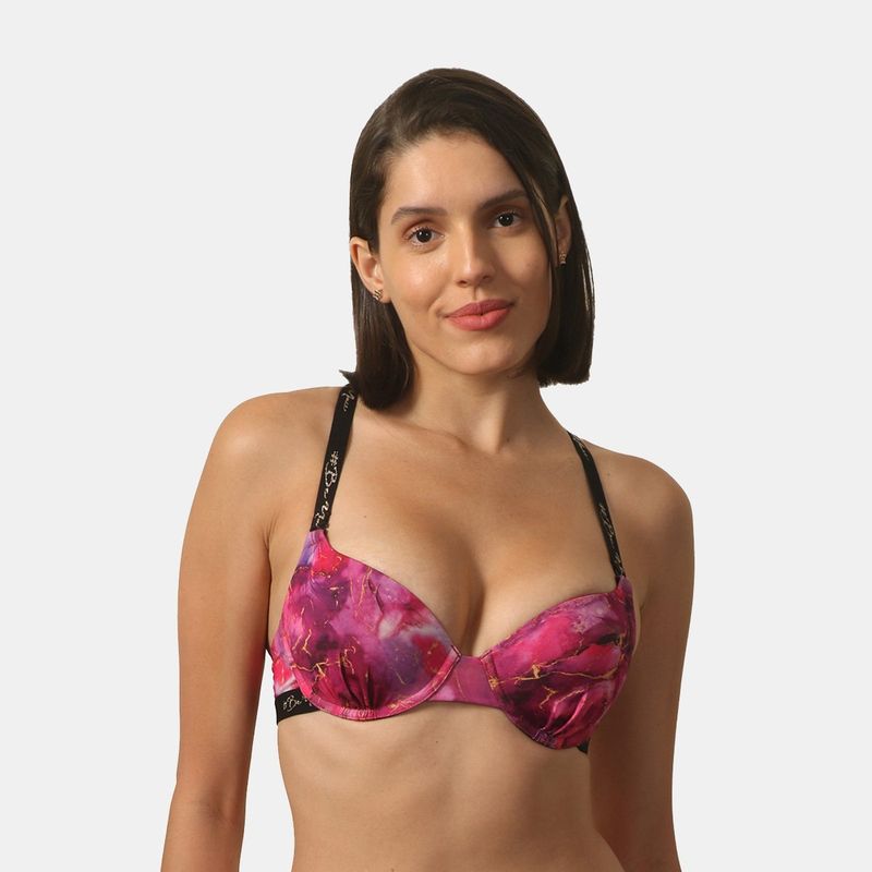 SOIE Women Padded Wired Medium Coverage Printed Bra (32C)