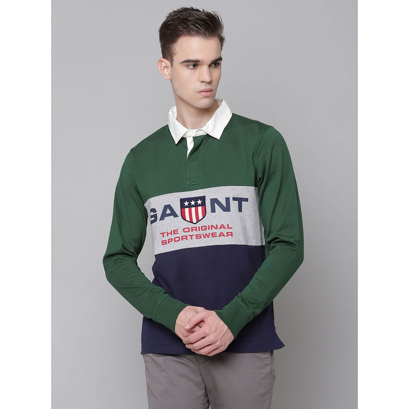 GANT Men Printed Regular Fit Polo T-shirt (S)