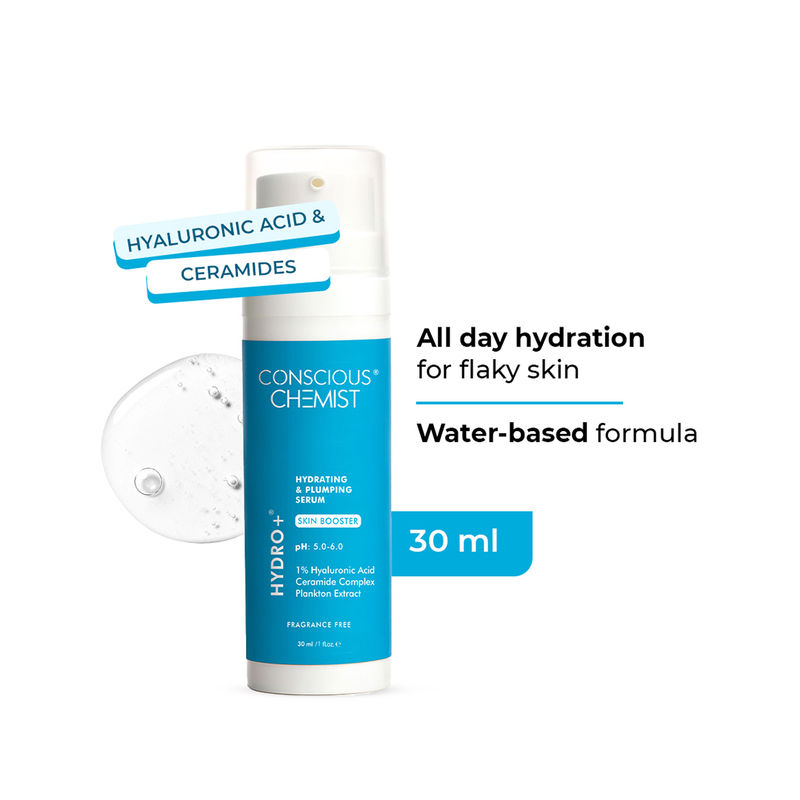 Conscious Chemist 1% Hyaluronic Acid Serum For Hydrating & Plumping Skin With Ceramides