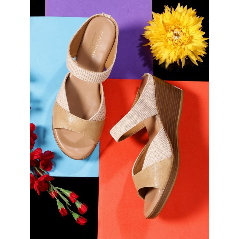 Monrow Georgette Beige Wedge Heels (EURO 37)