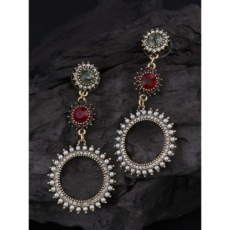 Buy E2O Classic Maroon Stone Red Drop Earring Online