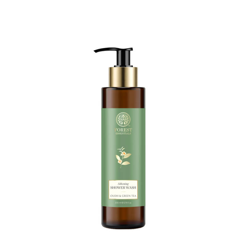Forest Essentials Silkening Shower Wash Oudh & Green Tea - Ayurvedic Body Wash - Sulphate Free