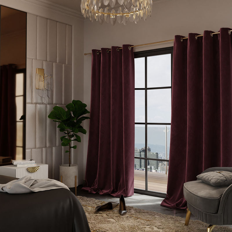 Stoa Paris Velvet Vintage Rose Door Curtain (5 x 7 Feet)