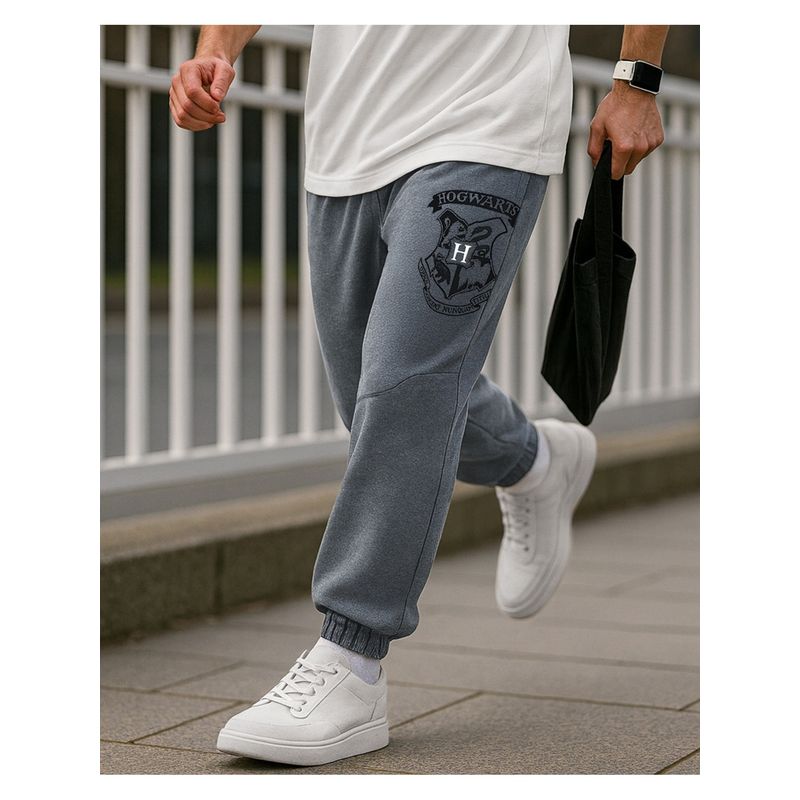 Bewakoof Harry Potter Gryffindor Men's Grey Typography Oversized Joggers (M)
