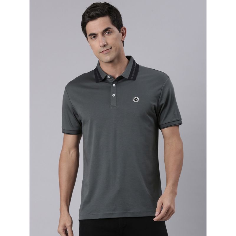 Classic Polo Men's Half Sleeve Steel Grey Slim Fit Solid Cotton Polo T-Shirt (M)