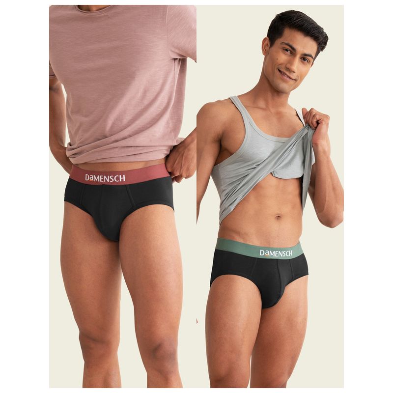 DaMENSCH Men Premium Cotton Blend Deo-Cotton Plain Briefs (Pack of 2) (M)