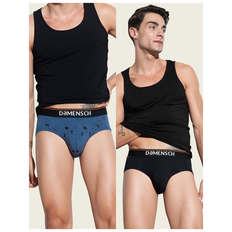 DaMENSCH Men Premium Cotton Blend Deo-Cotton Printed Briefs (Pack of 2) (M)